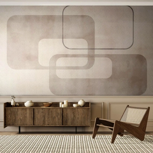 Fototapet Premium Sand - Geometrisk fuga - Former, Minimalisme, Lyse - 100x70 cm