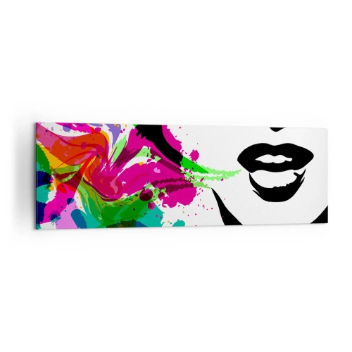 Lærredstryk - Billede på lærred - En historie i alle regnbuens farver - 160x50 cm