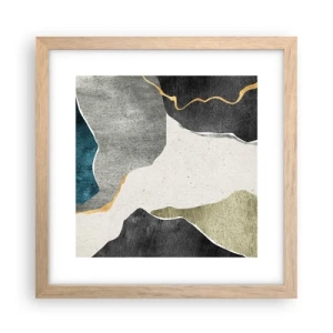 Plakat i ramme af lyst egetræ - Mosaikkomposition med en streng af guld - 30x30 cm