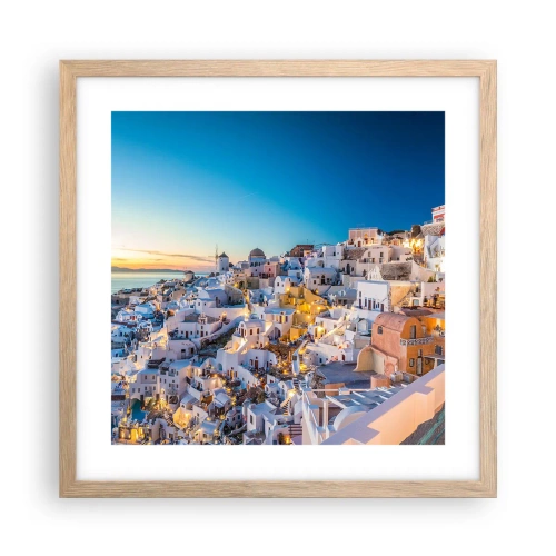 Plakat i ramme af lyst egetræ - Essensen af græskhed - 40x40 cm