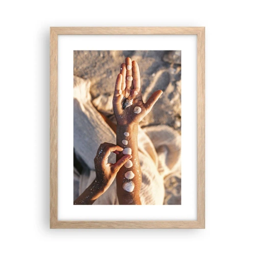 Plakat i ramme af lyst egetræ - Skønhed inden for rækkevidde - 30x40 cm