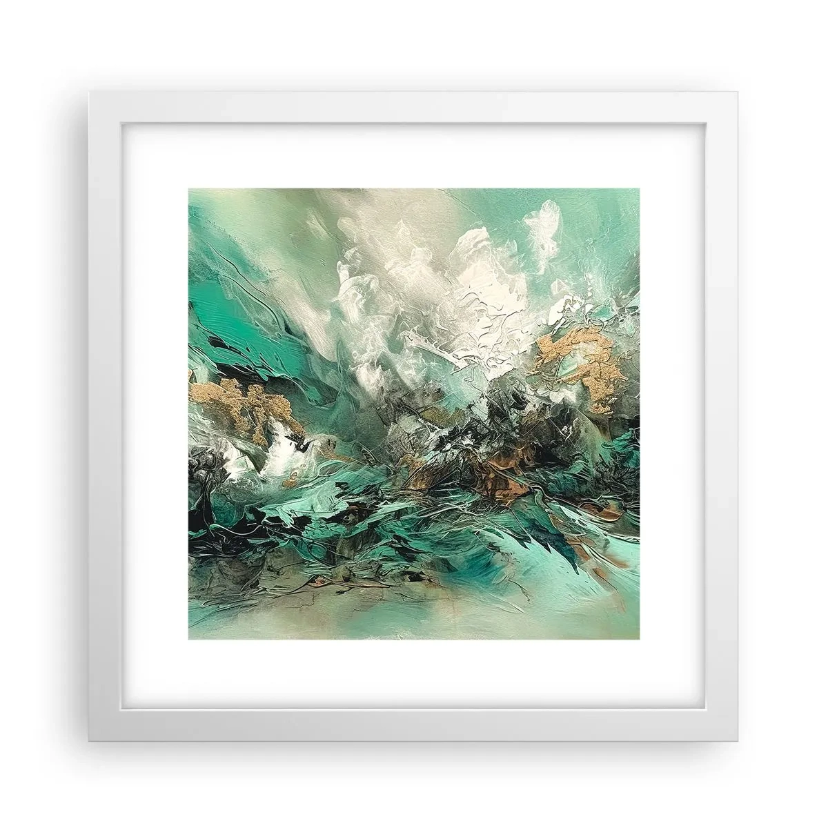 Plakat i hvid ramme - Smaragdsort byld - 30x30 cm