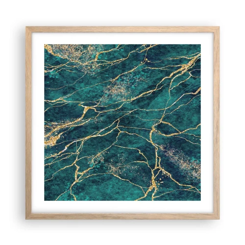 Plakat i ramme af lyst egetræ - Guldåre - 50x50 cm