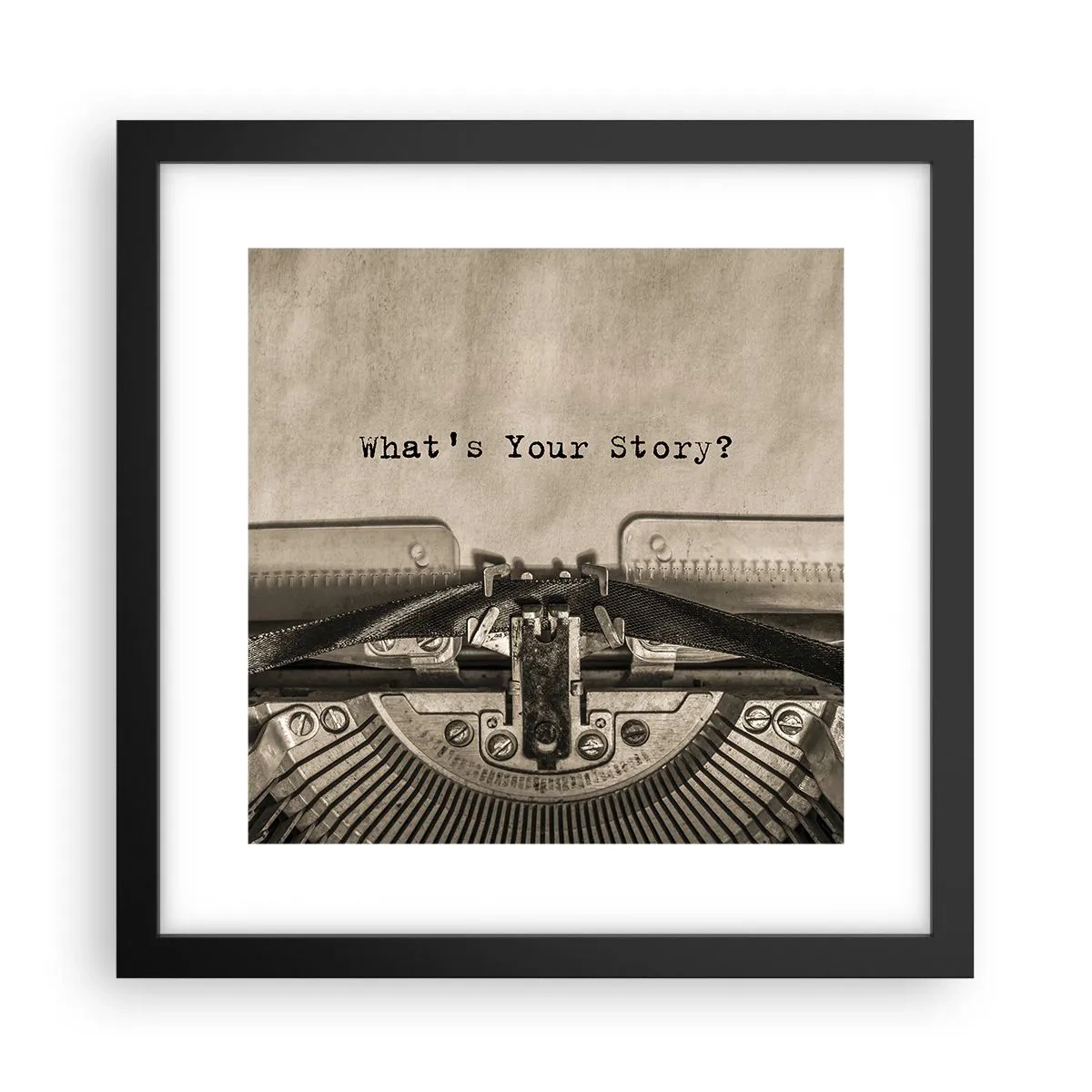 Plakat i sort ramme - Fortæl mig - 30x30 cm