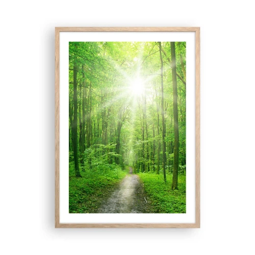 Plakat i ramme af lyst egetræ - Grøn katedral - 50x70 cm