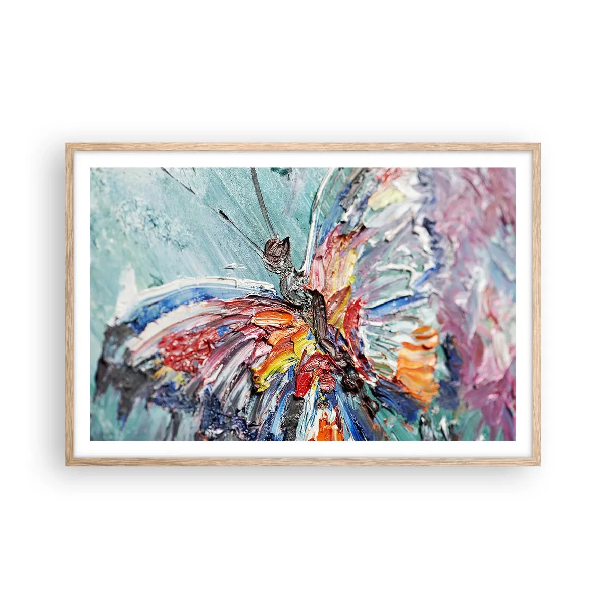 Plakat i ramme af lyst egetræ - Malet af naturen - 91x61 cm