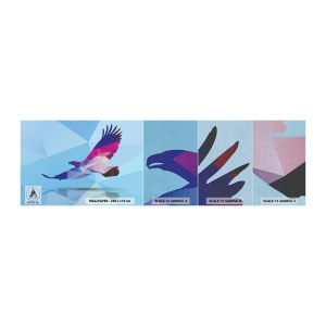 Prøve Fototapet Premium Sand - Ørn i lilla krystal - Fugl, Ørn, Geometrisk figur - 100x30 cm