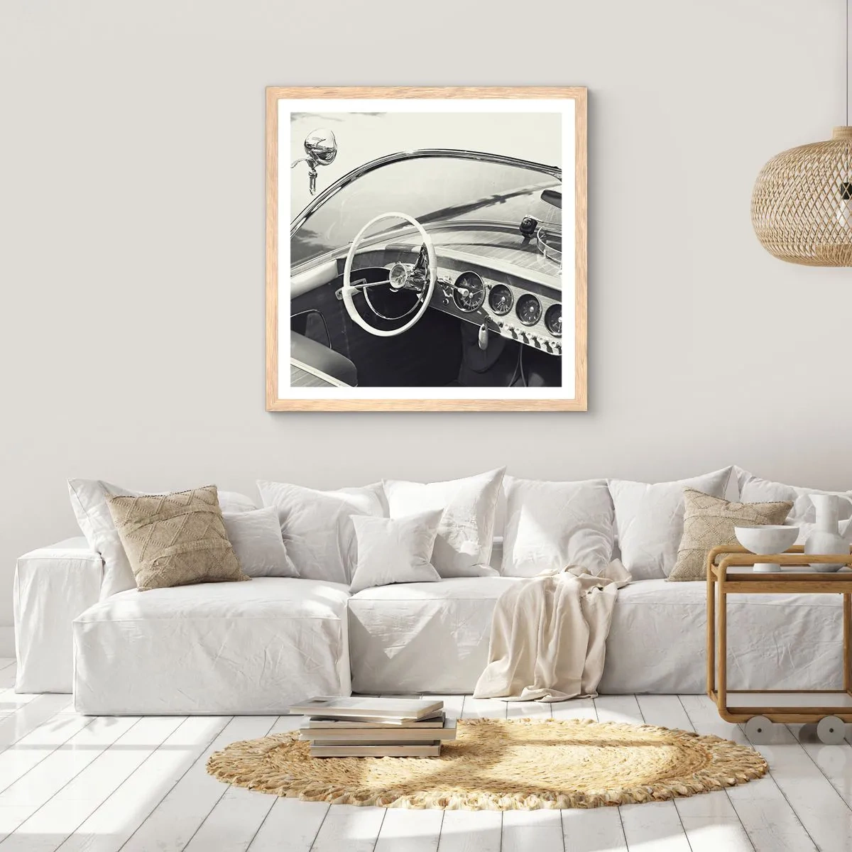 Plakat i ramme af lyst egetræ - Vejr for de rige - 40x40 cm