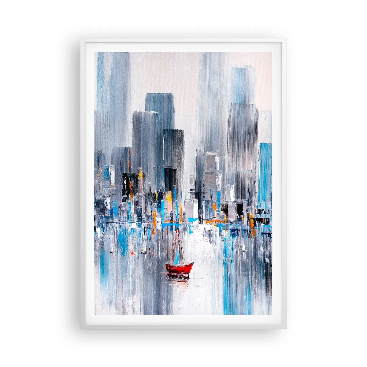 Plakat i hvid ramme - Metropolis ved bugten - 70x100 cm