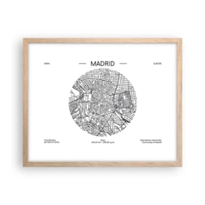 Plakat i ramme af lyst egetræ - Madrids anatomi - 50x40 cm