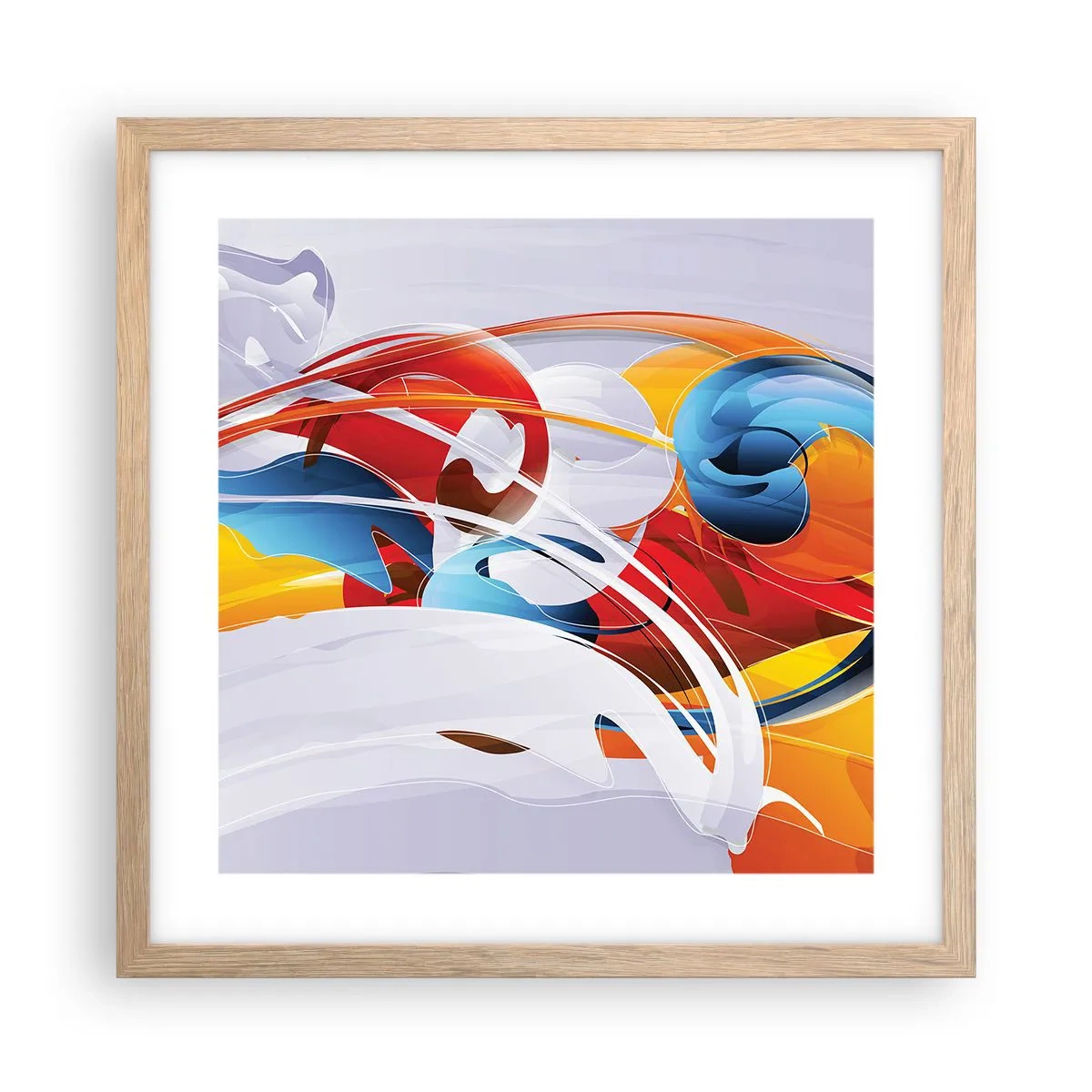 Plakat i ramme af lyst egetræ - Elementernes dans - 40x40 cm