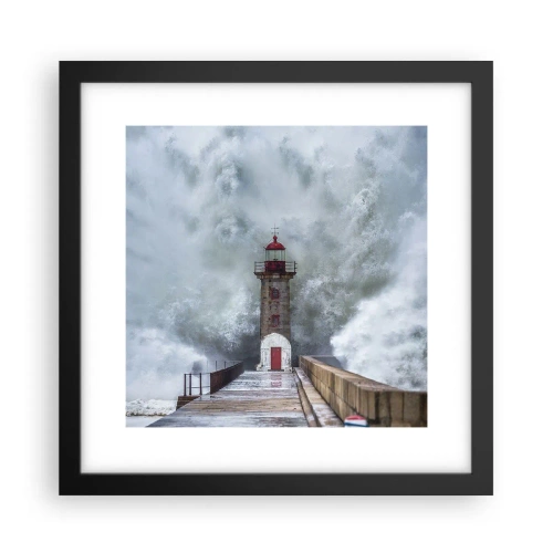 Plakat i sort ramme - Vandets brusen, vindens susen, lyden af vinden - 30x30 cm