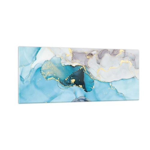 Billede på glas - En undersøgelse af mødet mellem grå og turkis - 100x40 cm