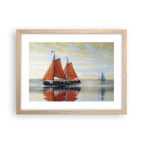 Plakat i ramme af lyst egetræ - Hey, sejl, sømand.... - 40x30 cm