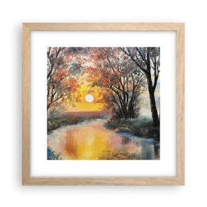 Plakat i ramme af lyst egetræ - Efterårs atmosfære - 30x30 cm