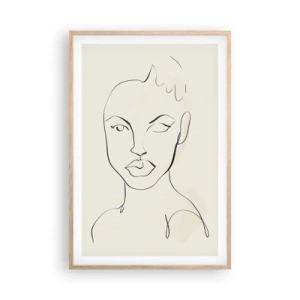 Plakat i ramme af lyst egetræ - Omrids af sensualitet - 61x91 cm