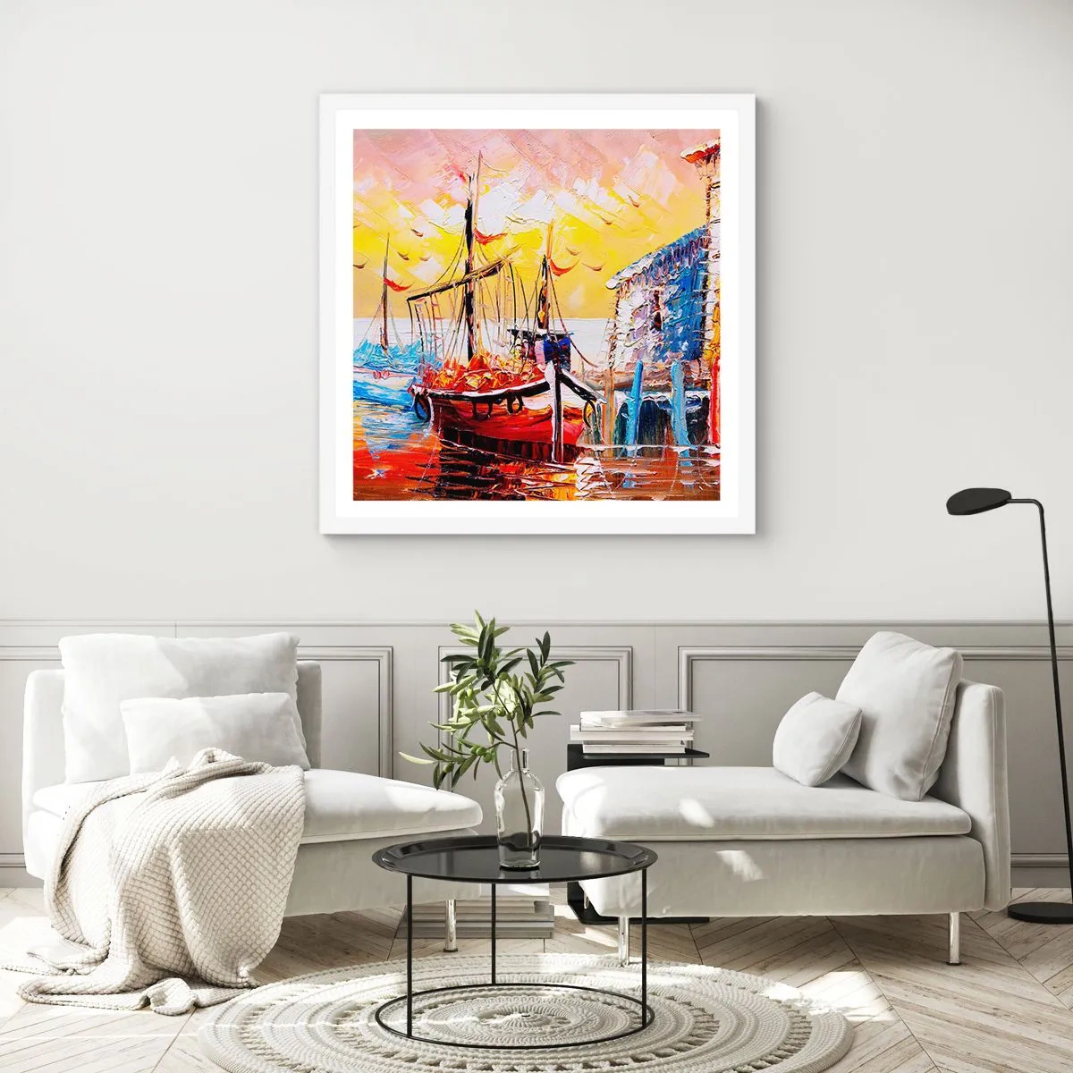 Plakat i hvid ramme - Glædelig tilbagevenden - 40x40 cm