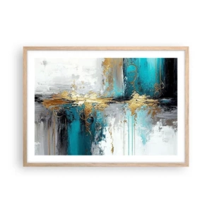 Plakat i ramme af lyst egetræ - Alting flyder - 70x50 cm