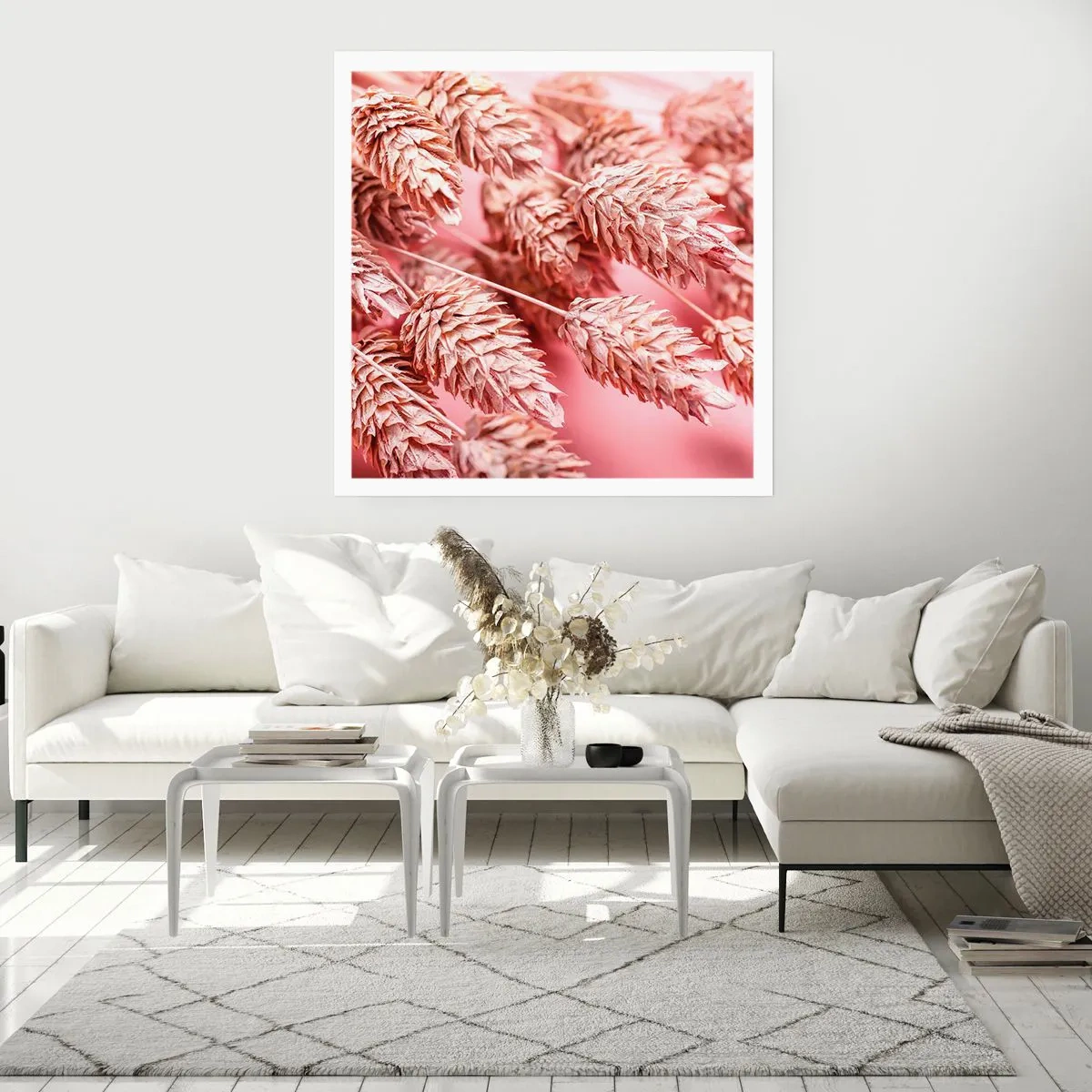 Plakat - Blomsterkaskade i lyserødt - 30x30 cm