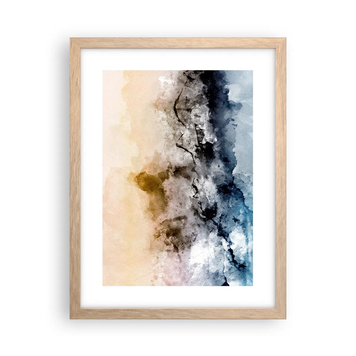 Plakat i ramme af lyst egetræ - Sænket i en tågesvirvel - 30x40 cm