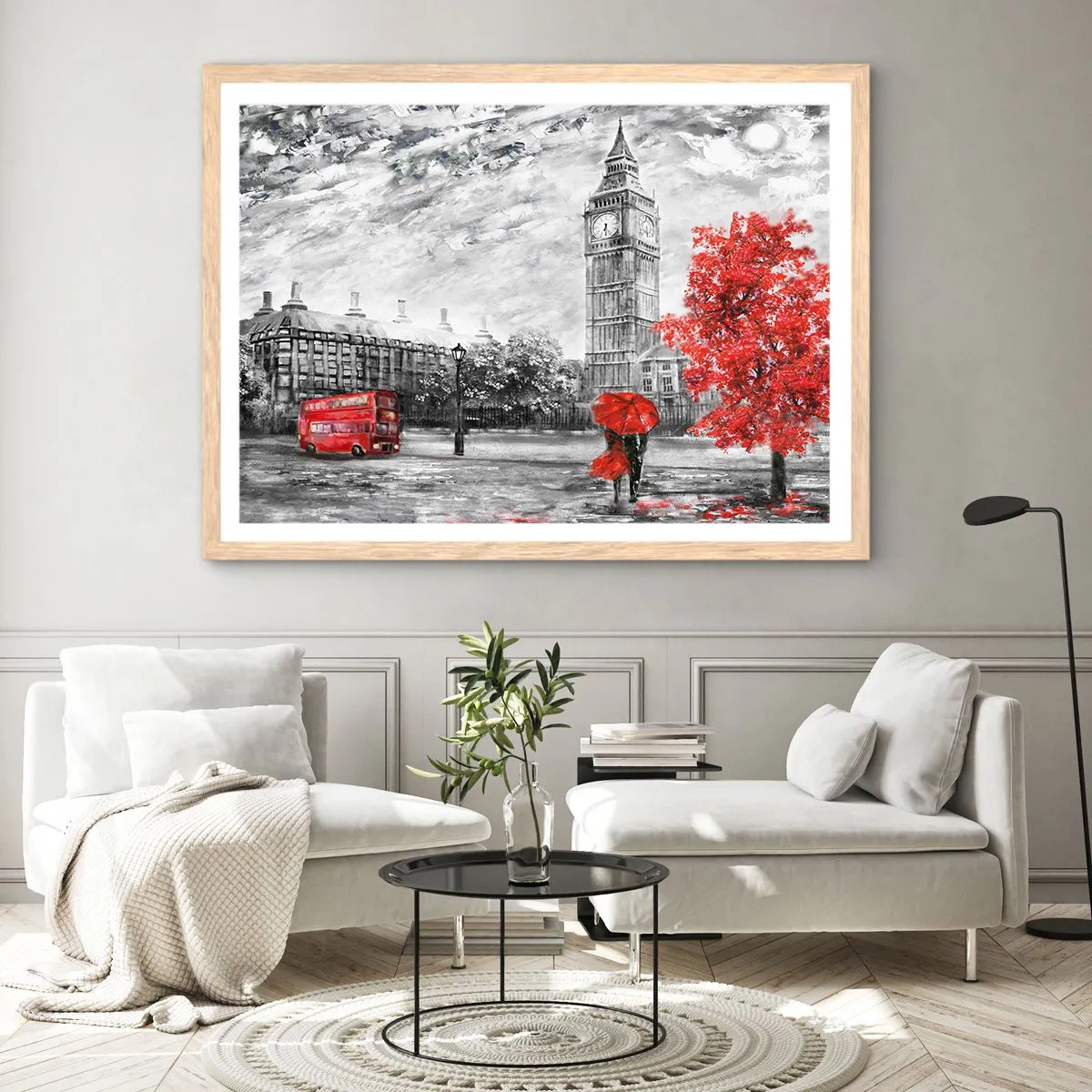 Plakat i ramme af lyst egetræ - En spændende dag - 70x50 cm