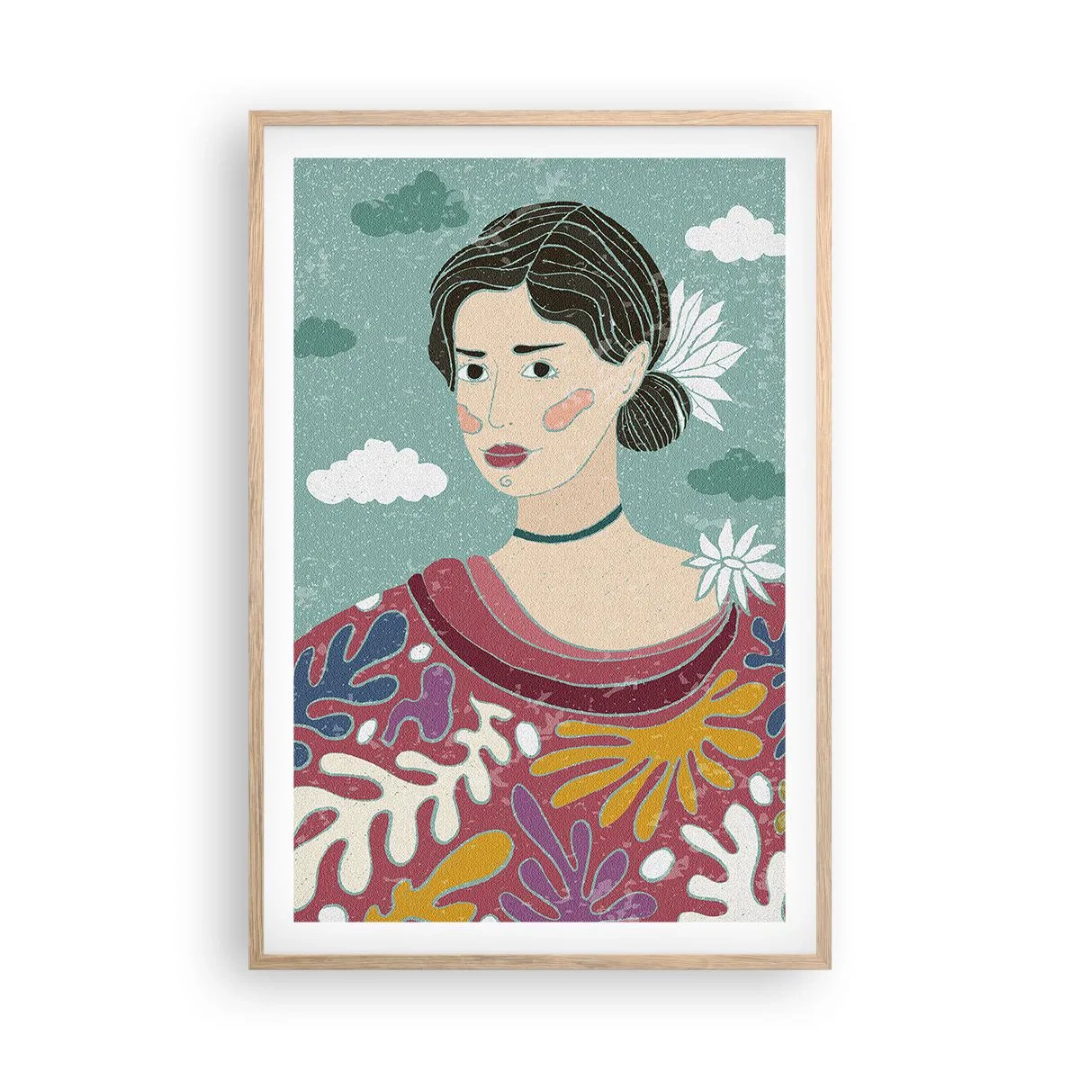 Plakat i ramme af lyst egetræ - Med melankoli i dit blik - 61x91 cm