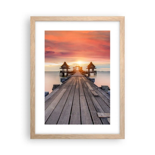 Plakat i ramme af lyst egetræ - Fra vest til øst - 30x40 cm