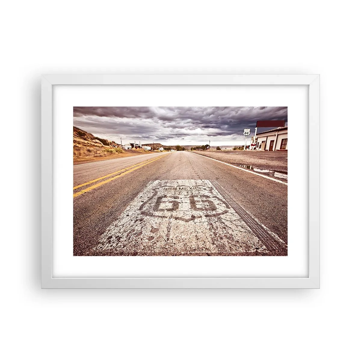 Plakat i hvid ramme - Mother Road - amerikansk legende - 40x30 cm