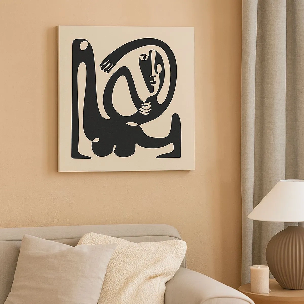 Lærredstryk - Billede på lærred - Næsten Picasso - 30x30 cm