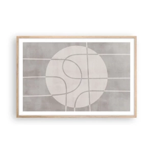 Plakat i ramme af lyst egetræ - Cirkulær og lige frem - 91x61 cm