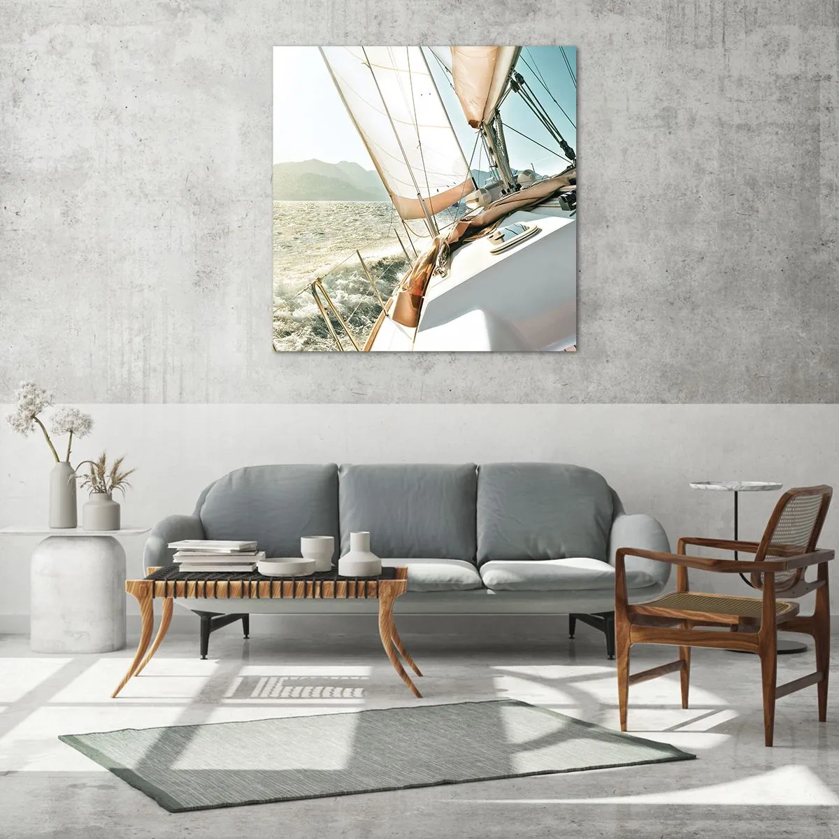 Billede på glas - Under fulde sejl - 60x60 cm