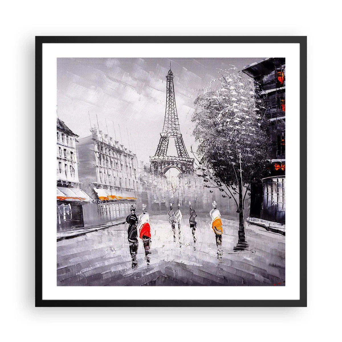 Plakat i sort ramme - En parisisk spadseretur - 60x60 cm