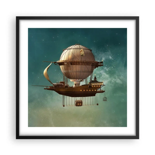 Plakat i sort ramme - Jules Verne hilser - 50x50 cm