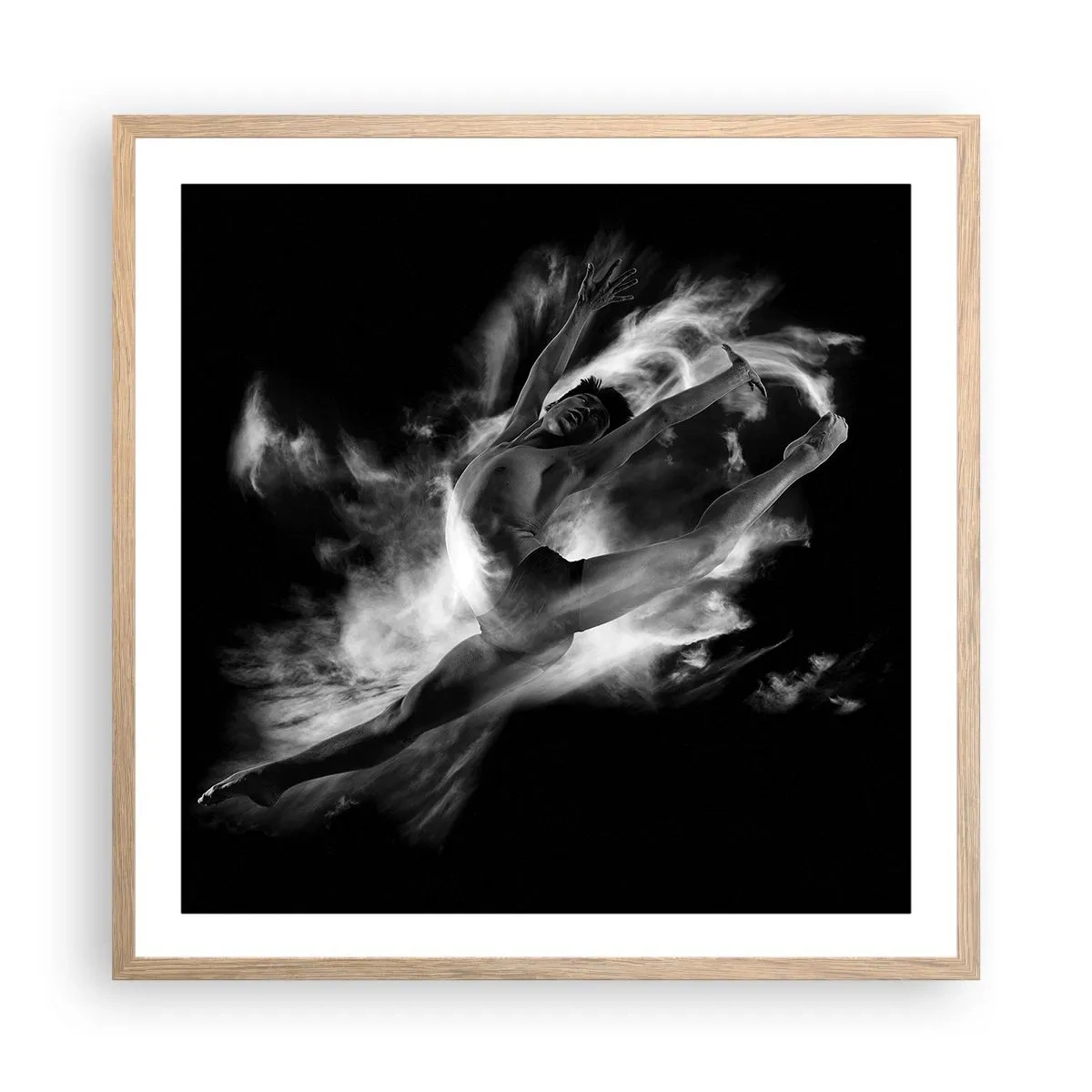 Plakat i ramme af lyst egetræ - Stoppet under flyvning - 60x60 cm