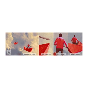 Prøve Fototapet Premium Canvas - Drømmernes ekspedition - Abstraktion, Fantasi, Origami - 100x30 cm