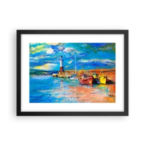 Plakat i sort ramme - Eftermiddag i regnbuebugten - 40x30 cm