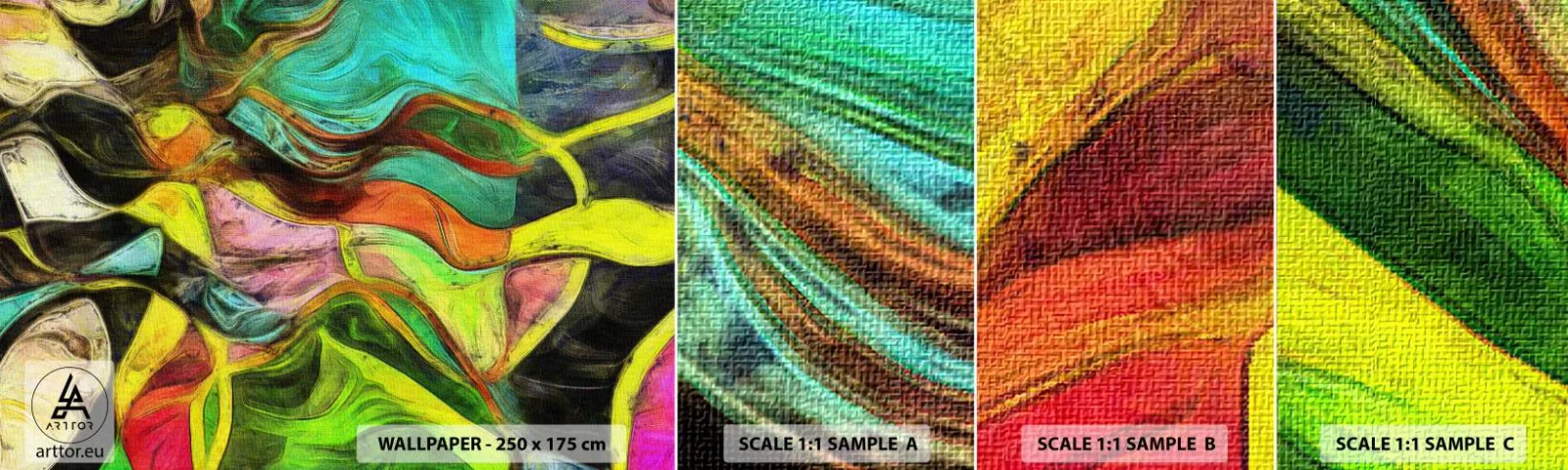 Fototapet Prøve Standard Eco - Bevægelse er liv - Abstraktion, Stykke, Maleri - 100x30 cm