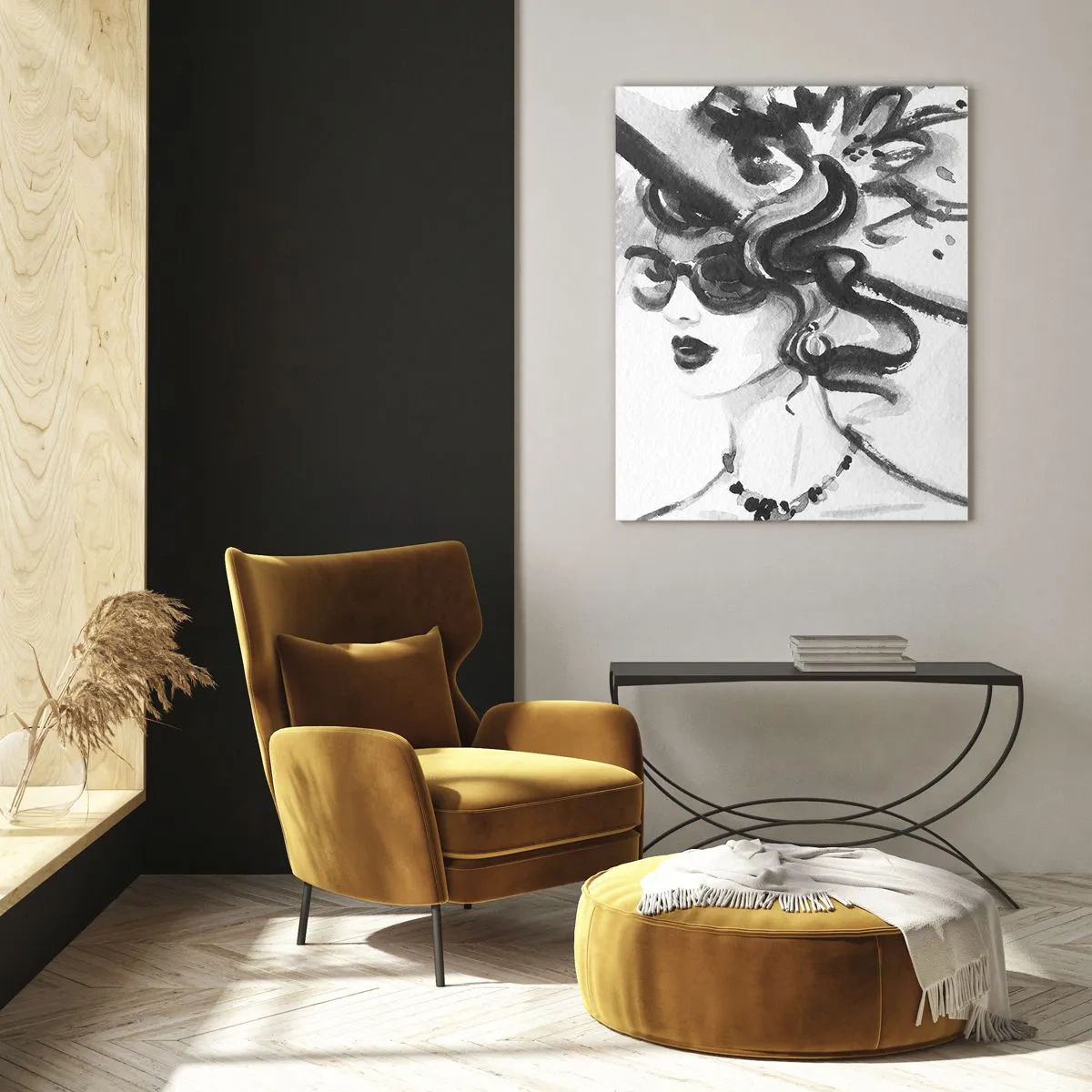 Billede på glas - Dame med karakter - 50x70 cm