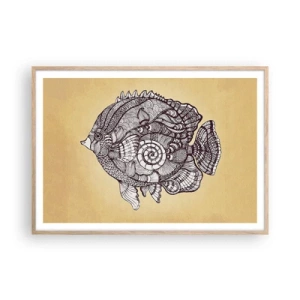 Plakat i ramme af lyst egetræ - Fra et hav af ornamenter - 100x70 cm