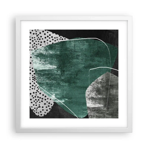Plakat i hvid ramme - Farverig abstraktion med en guldflager - 40x40 cm