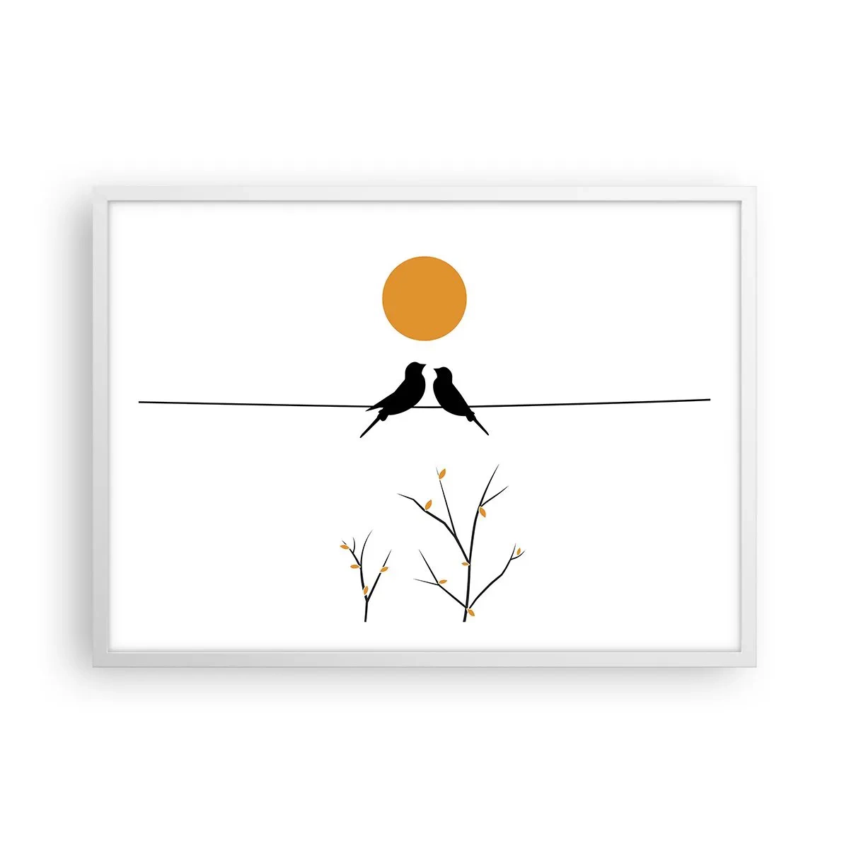Plakat i hvid ramme - Nattergal - 70x50 cm