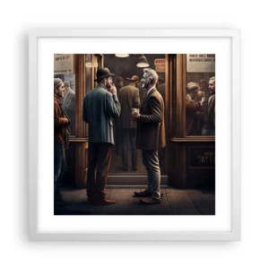 Plakat i hvid ramme - Et godt øjeblik på dagen - 40x40 cm