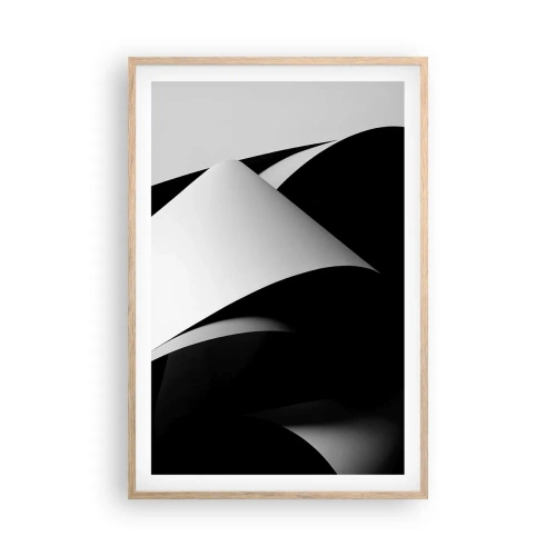 Plakat i ramme af lyst egetræ - Lysflader fra skyggernes dybder - 61x91 cm