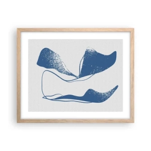 Plakat i ramme af lyst egetræ - Bevinget abstraktion - 50x40 cm