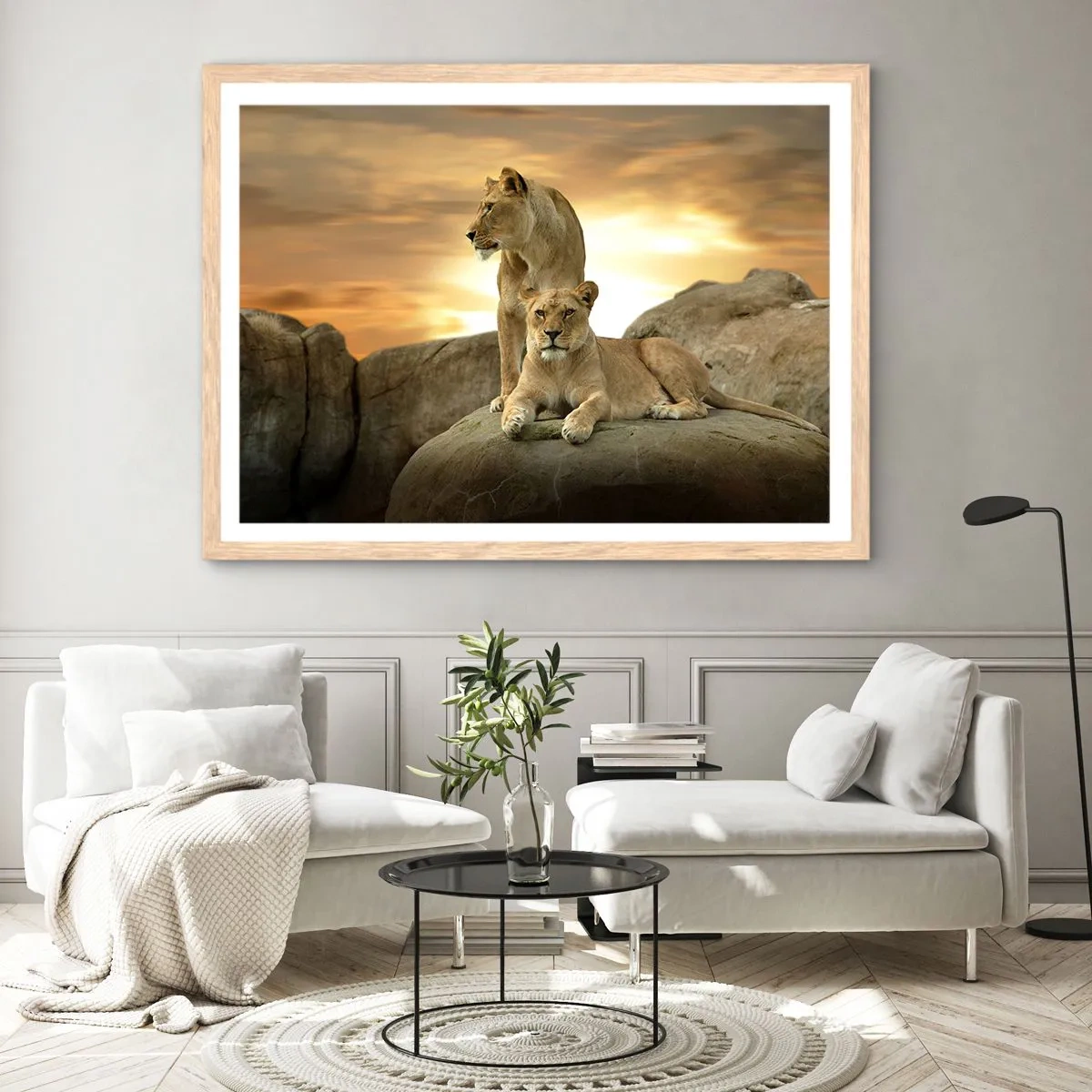 Plakat i ramme af lyst egetræ - Kongelig majestæt - 40x30 cm
