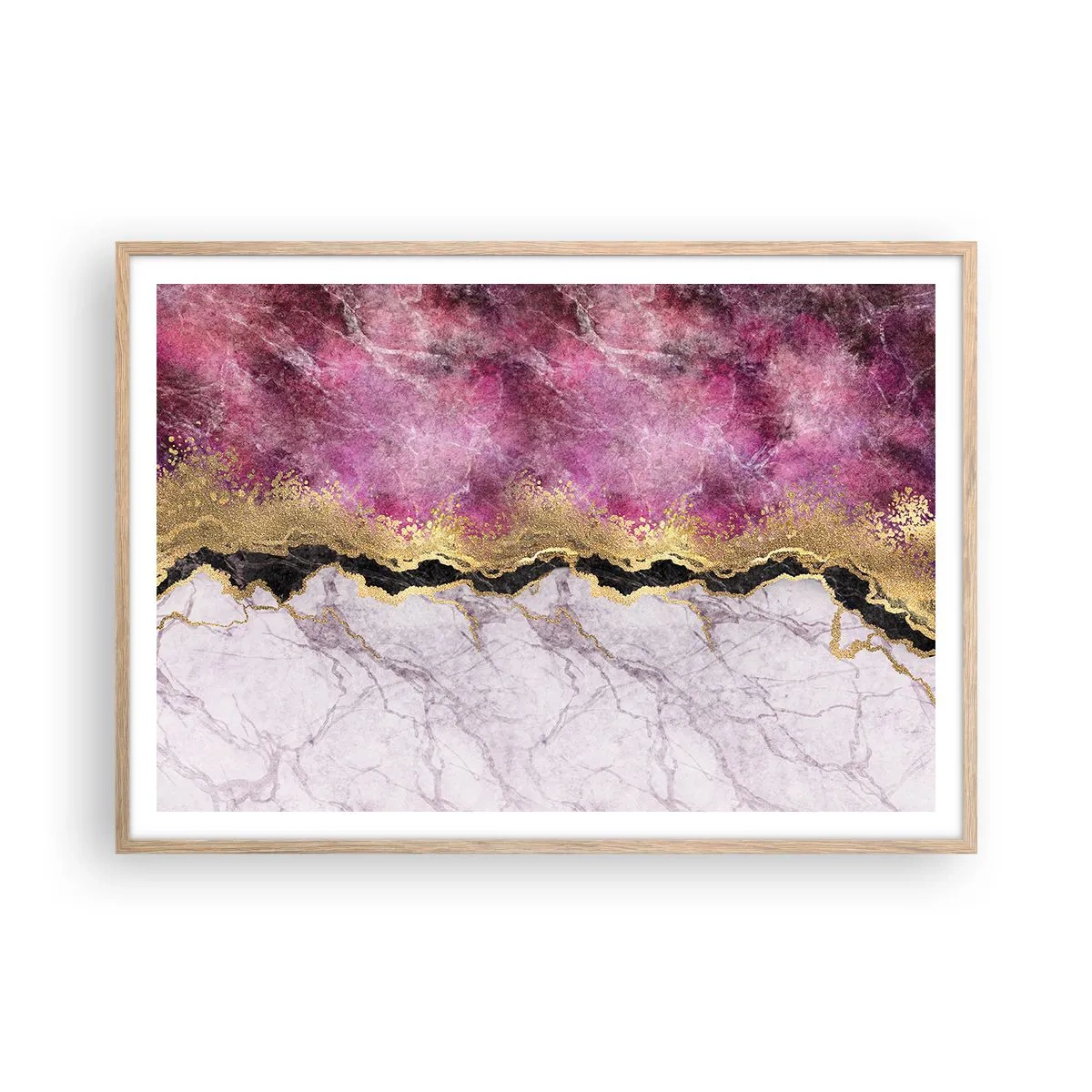 Plakat i ramme af lyst egetræ - På grænsen - 100x70 cm