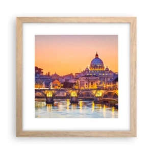 Plakat i ramme af lyst egetræ - Tusmørke over den evige by - 30x30 cm