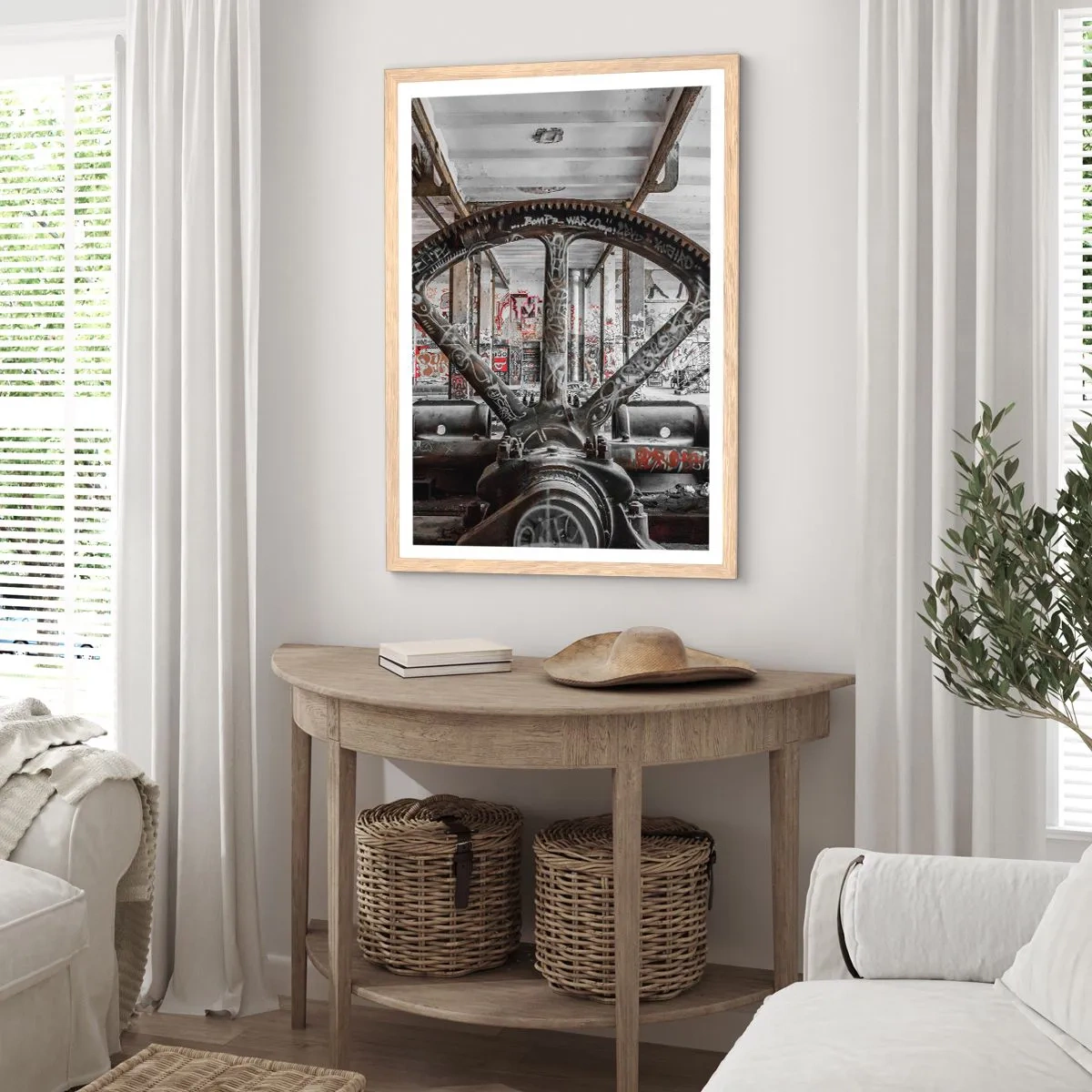 Plakat i ramme af lyst egetræ - Fabrikkens hemmelige liv - 70x100 cm