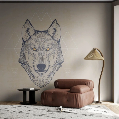 Fototapet Premium Sand - En alfa med et gennemtrængende blik - Dyr, Hund, Huskies - 100x70 cm