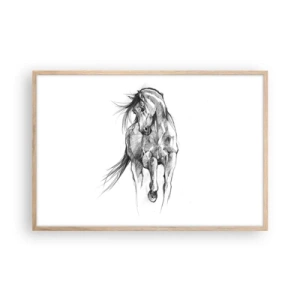 Plakat i ramme af lyst egetræ - I en yndefuld trav - 91x61 cm